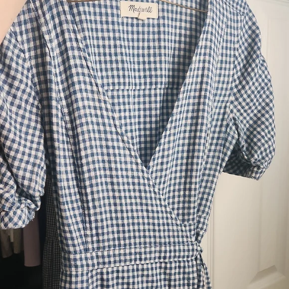 Madewell Cotton Navy Dorothy Gingham Wrap Dress - Picture 2 of 6